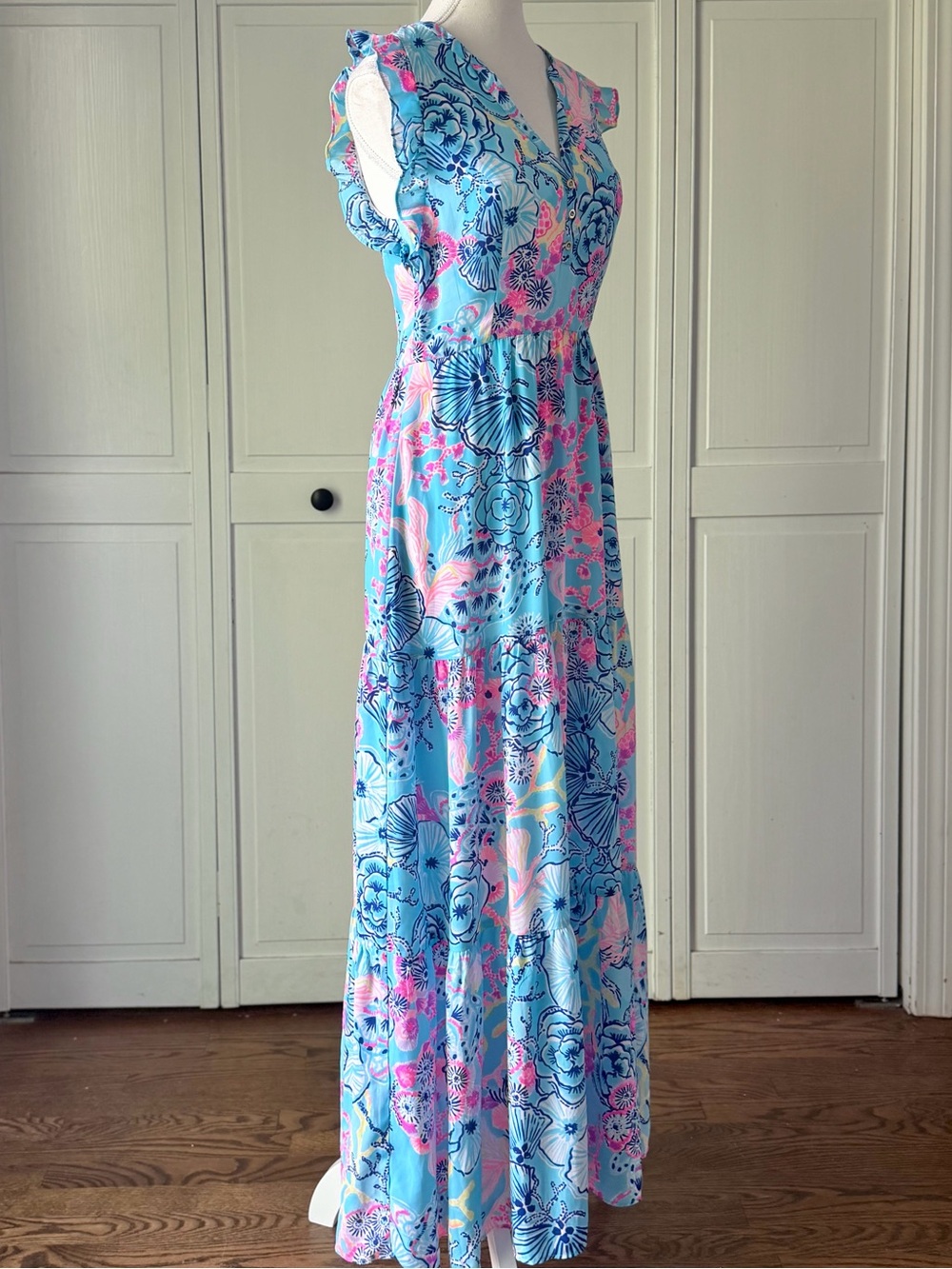 Lilly Pulitzer Destin Maxi Dress Once Upon a Tide Blue Pink | Size 2 EUC - Picture 13 of 14